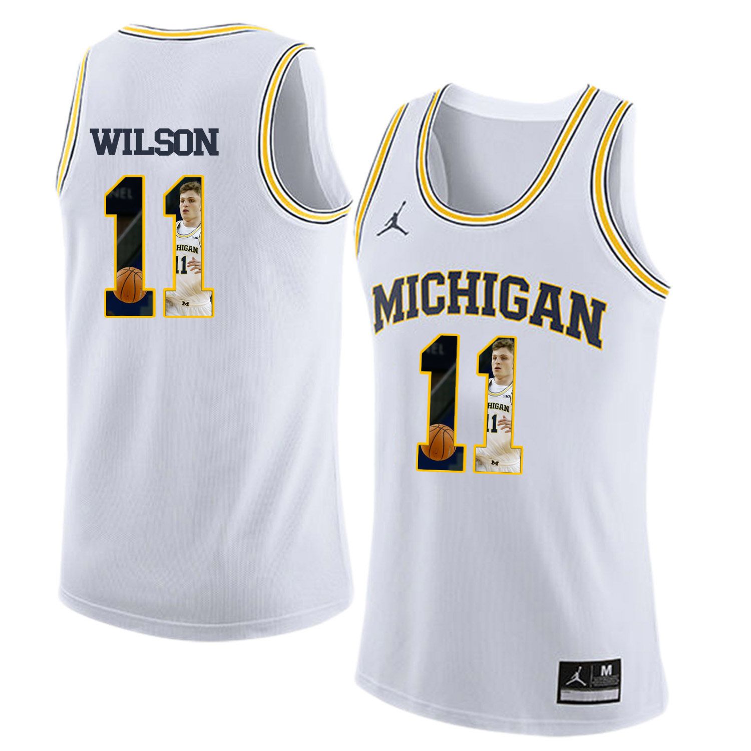 Men Jordan University of Michigan Basketball White #11 Wilson Fashion Edition Customized NCAA Jerseys